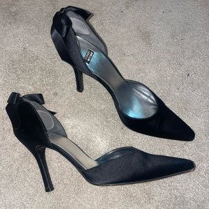 Stuart Weitzman Black Satin Pumps